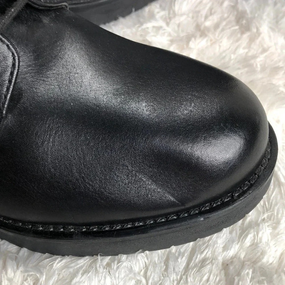 🌸NEW🌸 BARNEYS NEW YORK Black Leather Combat Boots - Picture 2 of 8